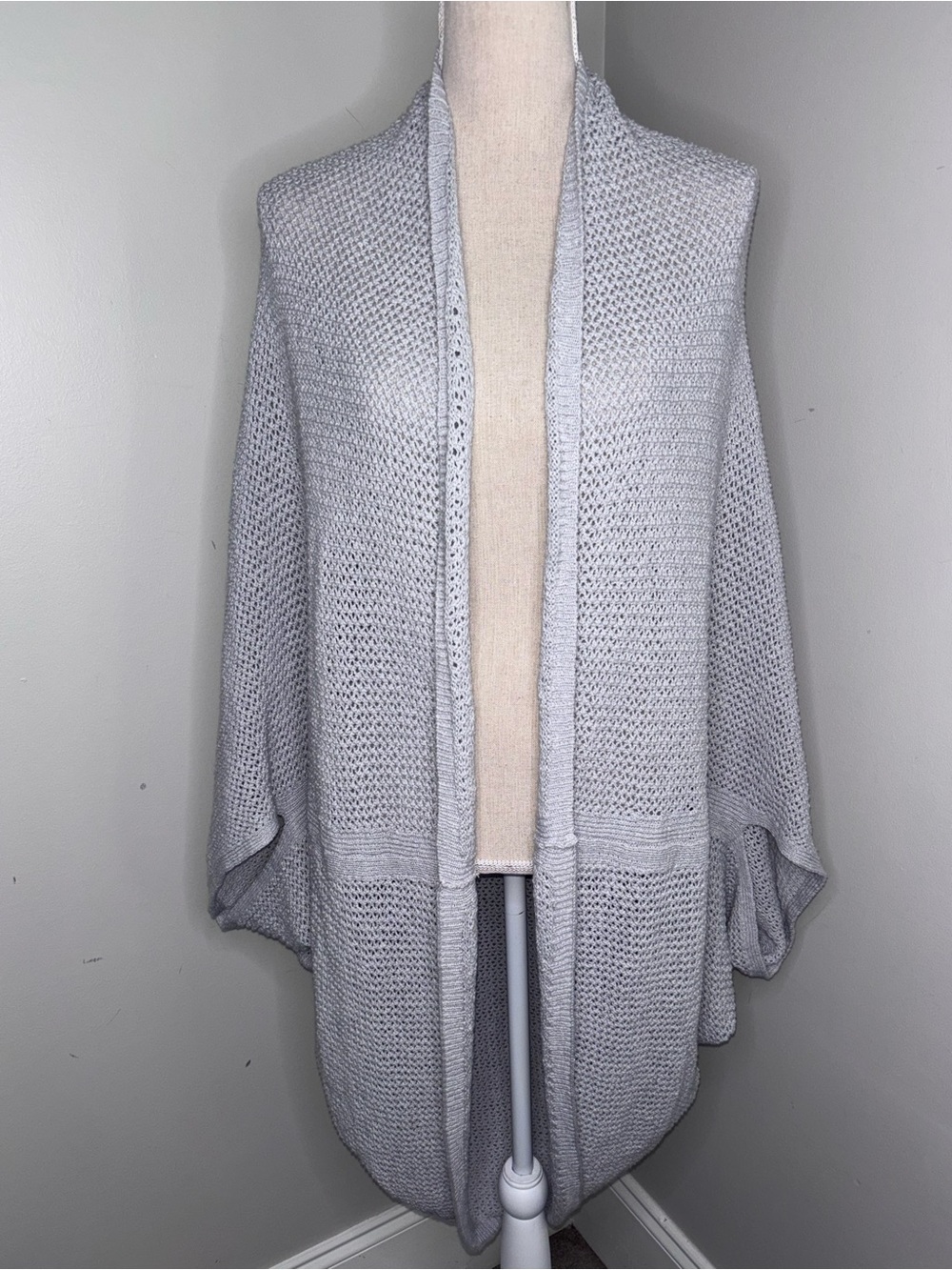 J. Jill NWT oversized gray lightweight cocoon sweater open front size XL-3X